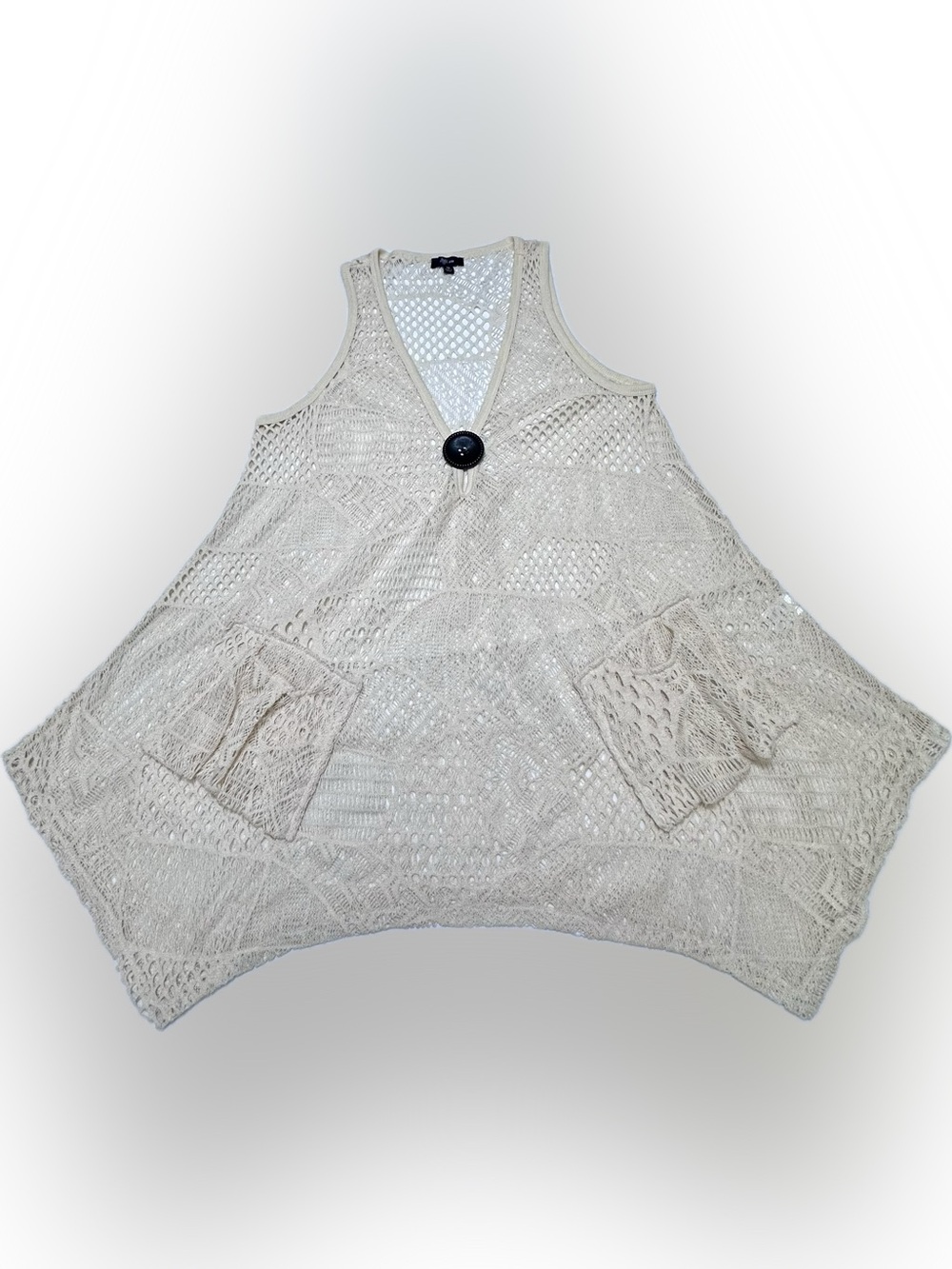 Lily Women’s Cream Crochet Pocket Sweater Vest